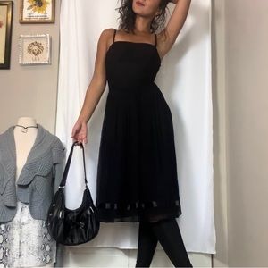 Ted Baker London Black Silk Chiffon Cocktail Midi Dress